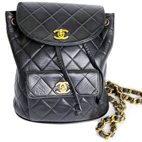Chanel Vintage Classic Black Double CC Turnlock Backpack Bag - Picture 1 of 6